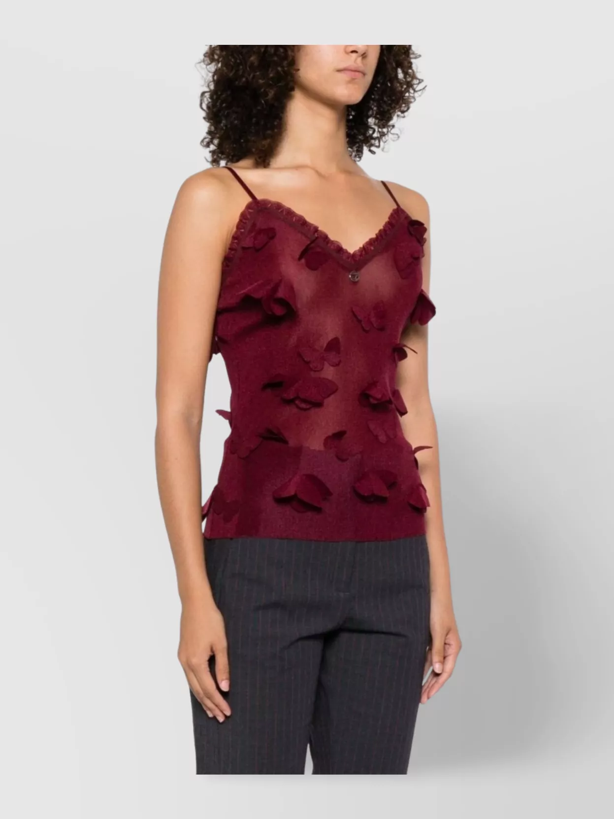 Coperni Embellished Sleeve Lace Trim Top