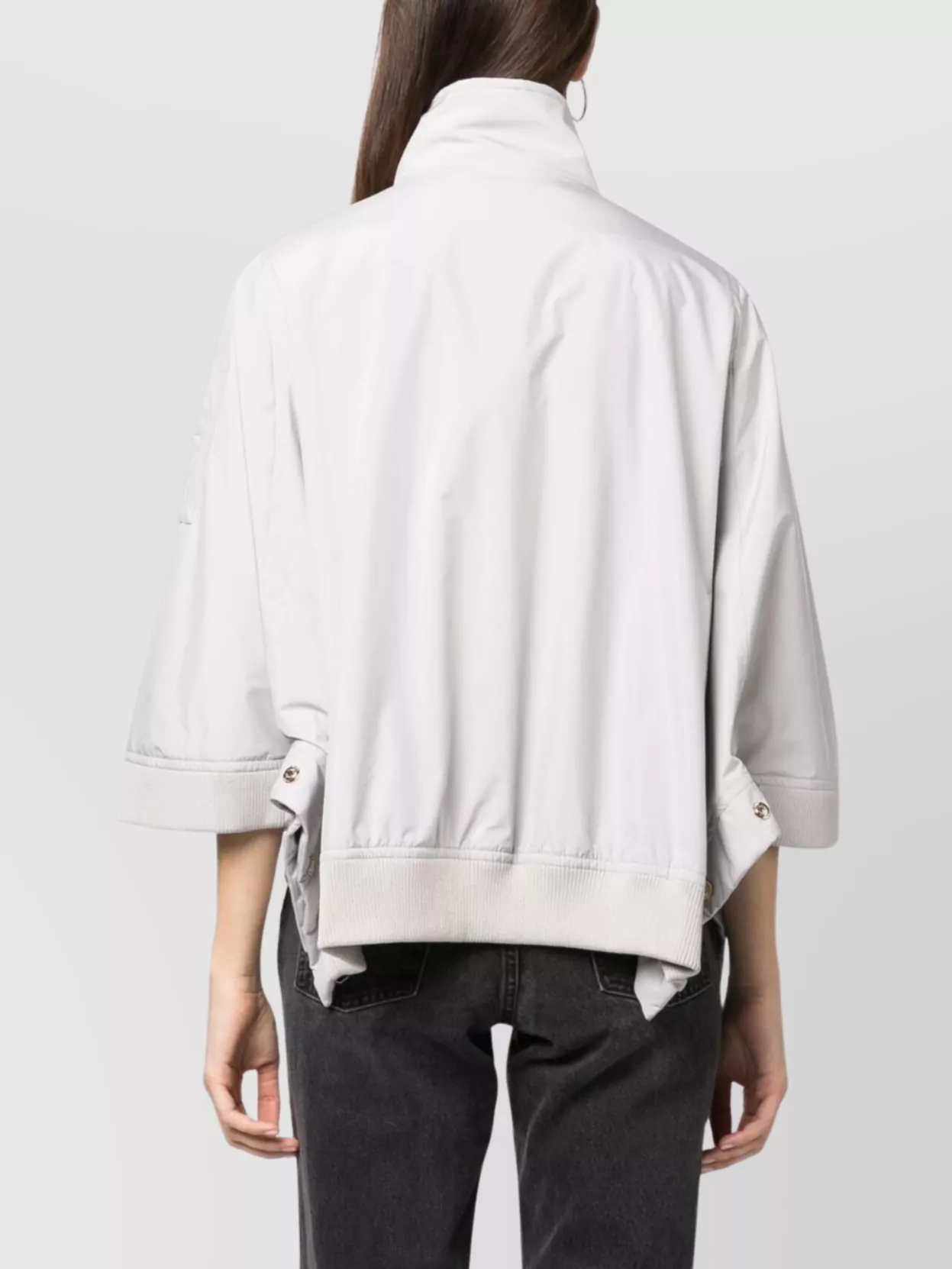 Moorer Olli Coat With High Collar And Pockets In White