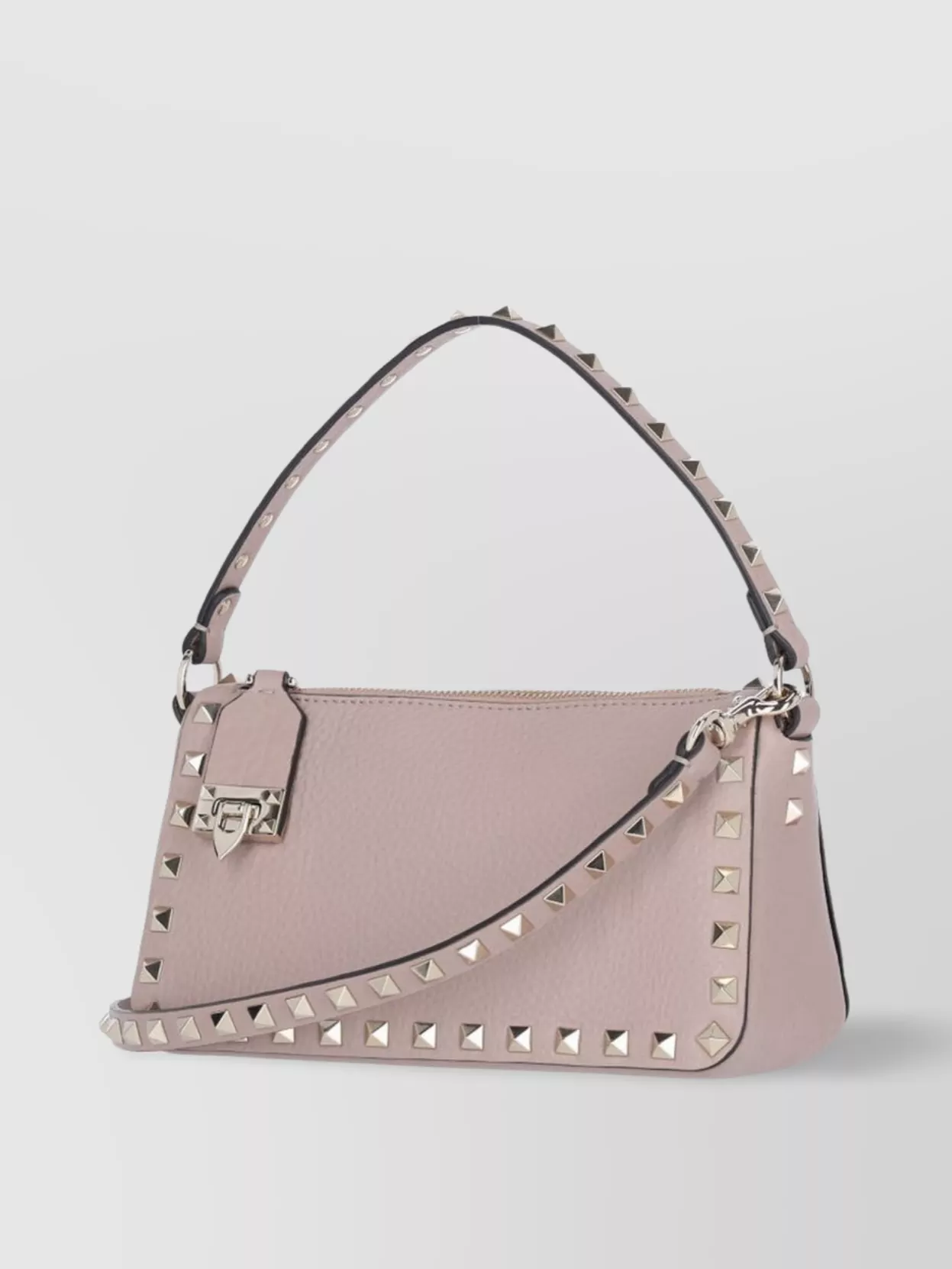 Valentino Leather Top Handle Shoulder Bag With Studded Design