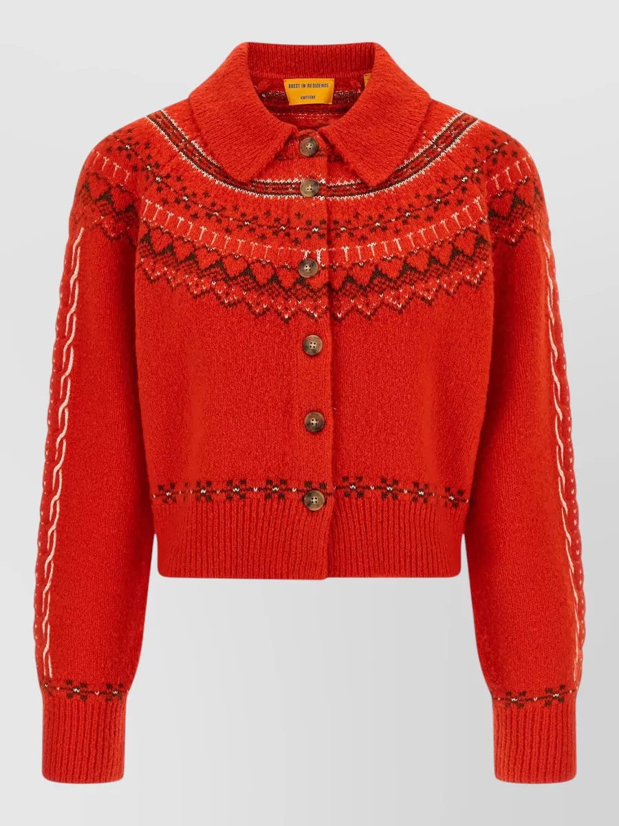Guest In Residence Cashmere blend fair isle collar long-sleeve cardigan