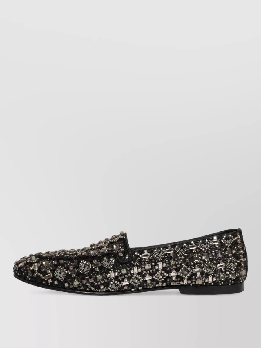 Dolce&Gabbana Crystal Embellished Leather Loafers