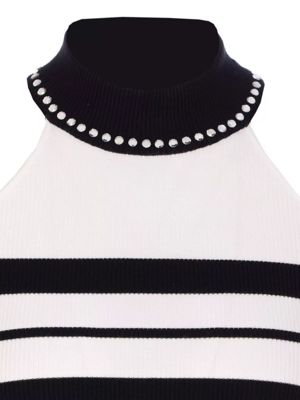 Liu •jo Liu Jo Ribbed Cold-shoulder Sweater With Embellished Neckline