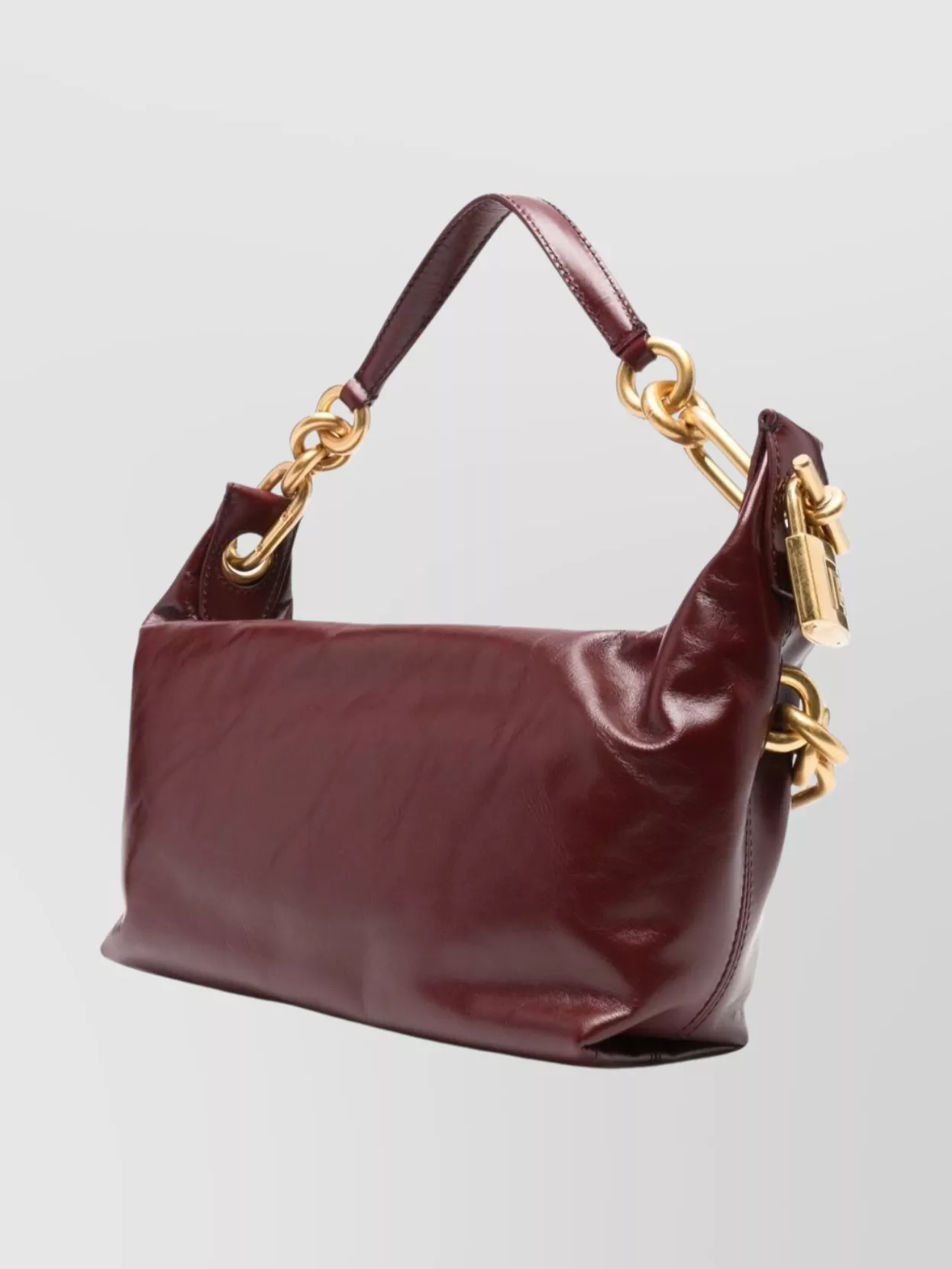 Balmain Medium Leather Shoulder Bag With Chain Strap