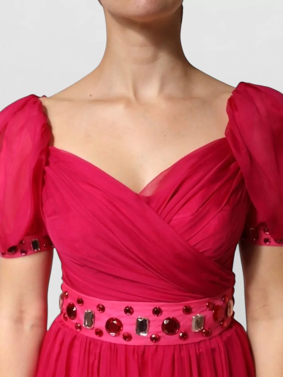 Dolce&Gabbana Silk Embellished A-Line Midi Dress