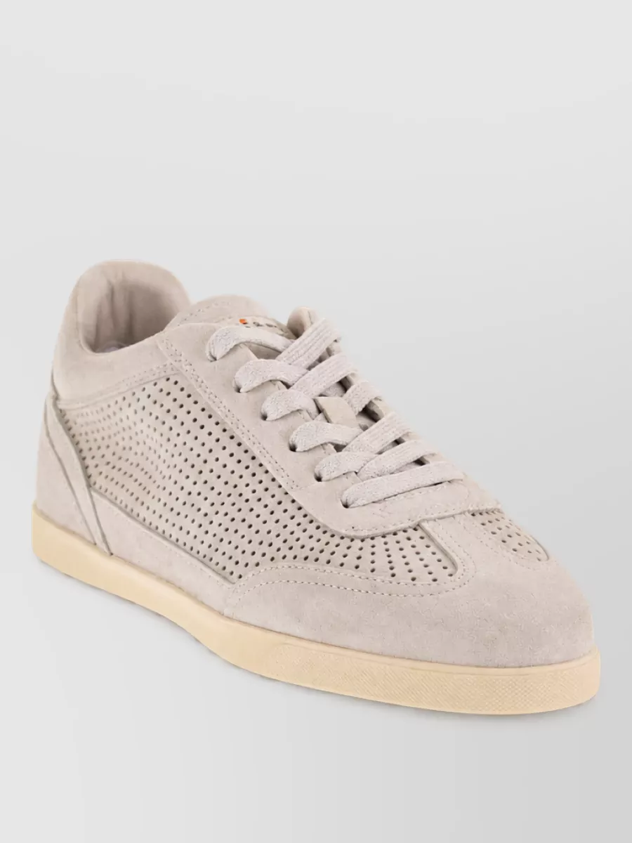 Kiton Perforated Leather Lace-Up Sneakers