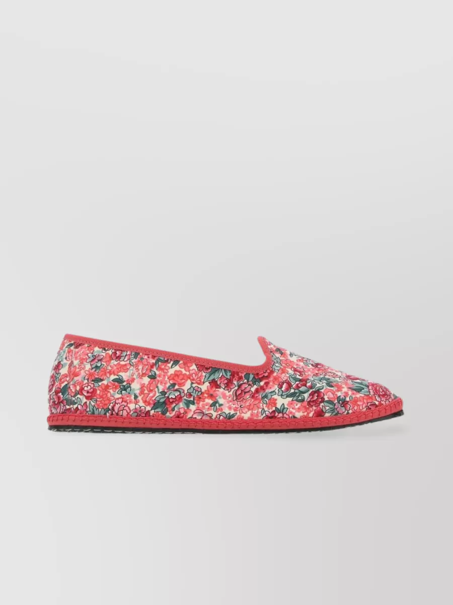 Shop Vibi Venezia Rounded Toe Floral Canvas Loafers In Pink