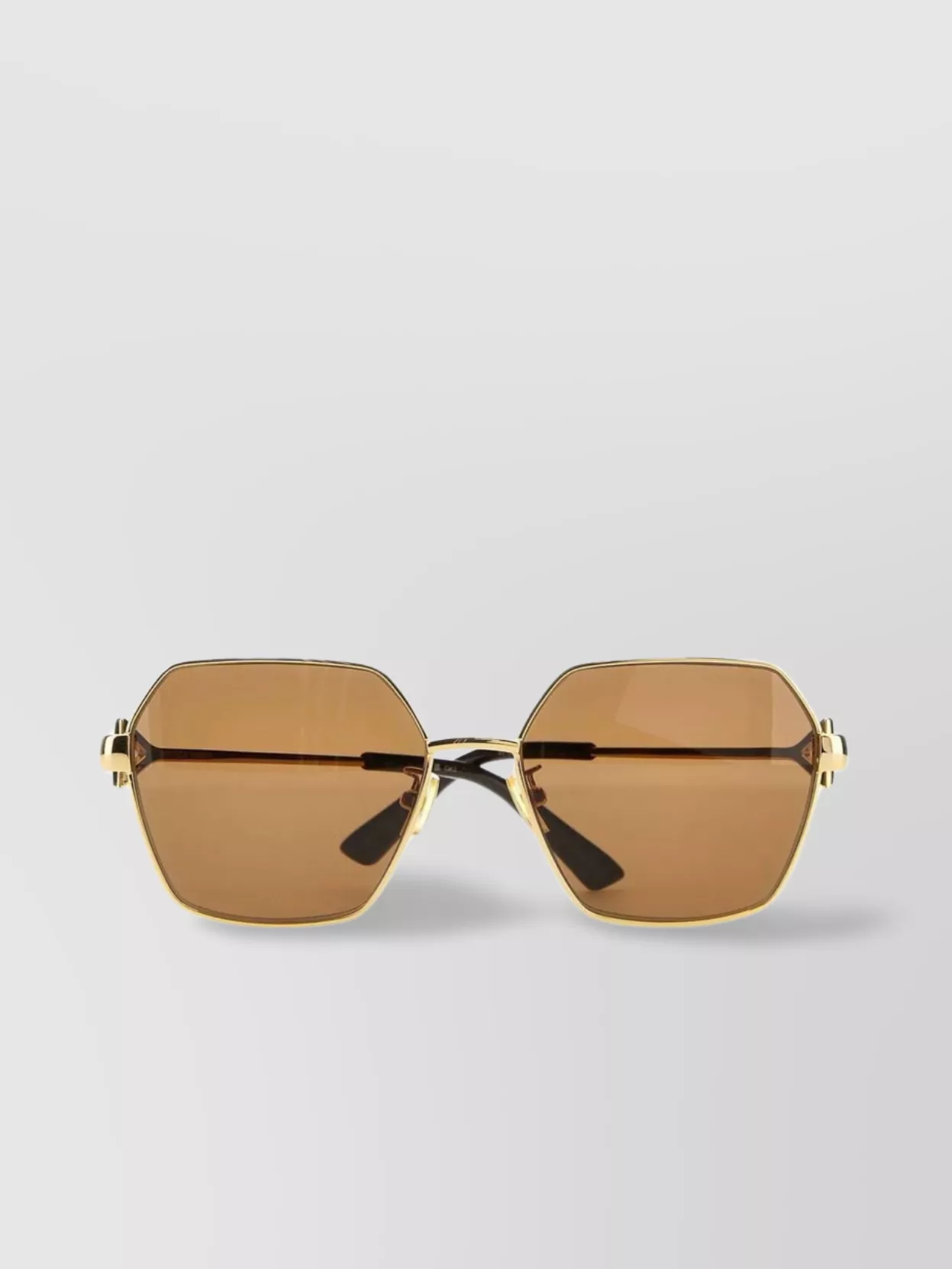 Shop Bottega Veneta Hexagonal Frame Gold Metal Sunglasses In Brown