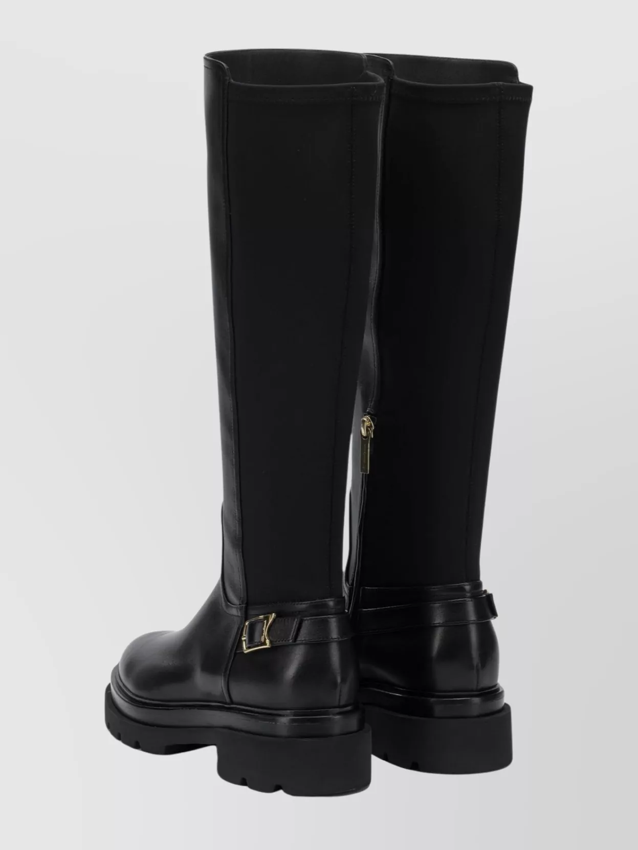 Santoni Knee-High Leather Boots Featuring Buckle Detail