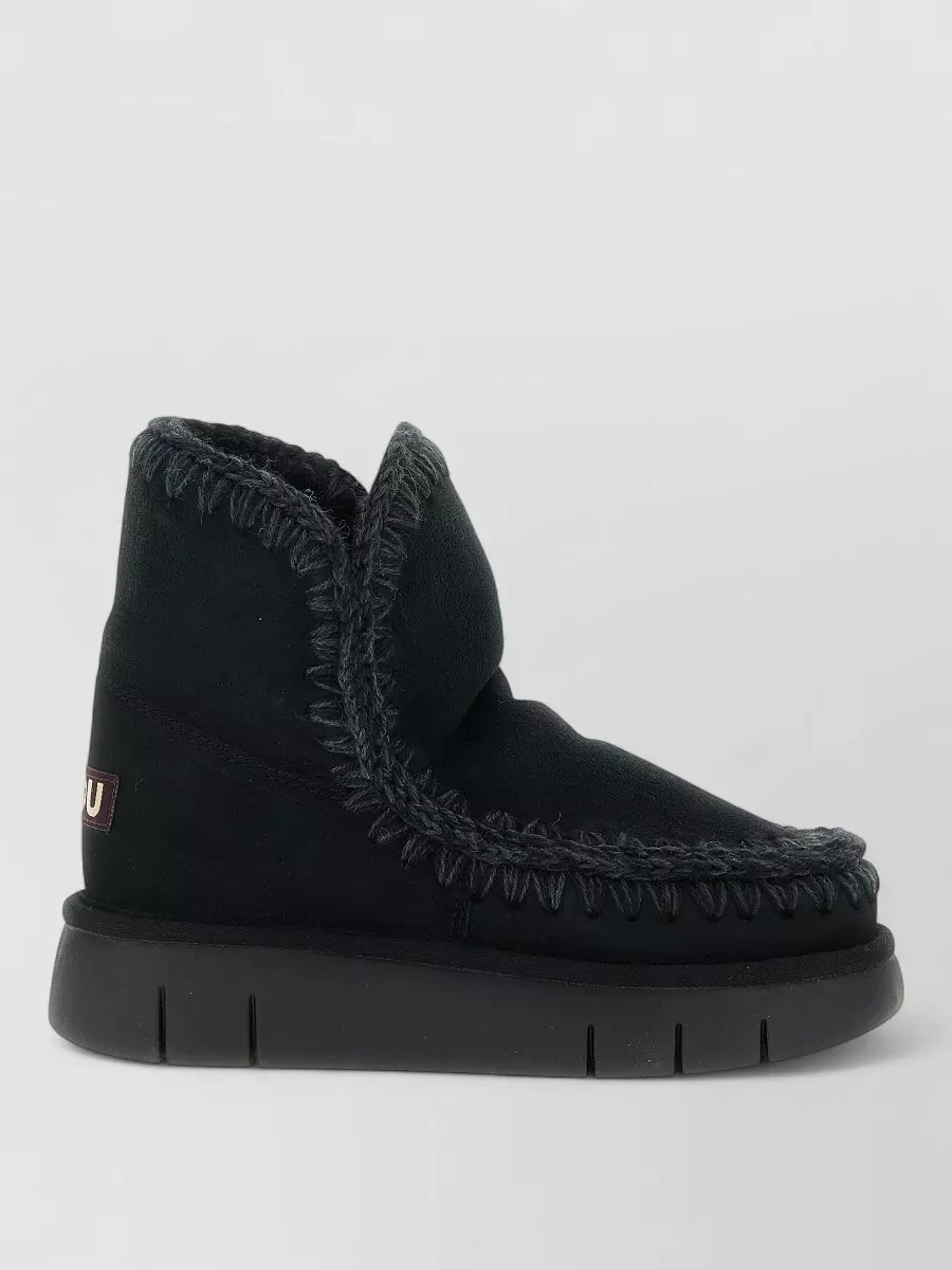 Mou Lamb Leather Fur Lined Ankle Boots