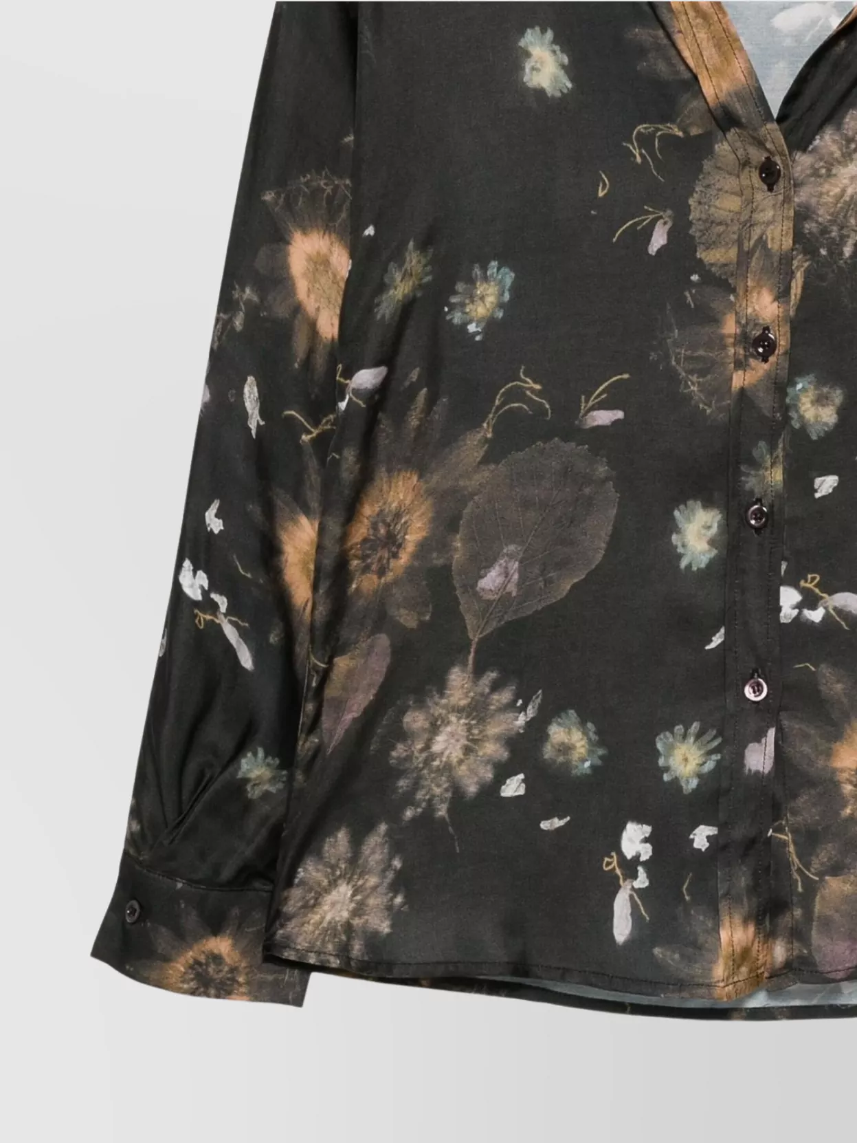 Semicouture Floral Long Sleeve Top With Cuffed Sleeves