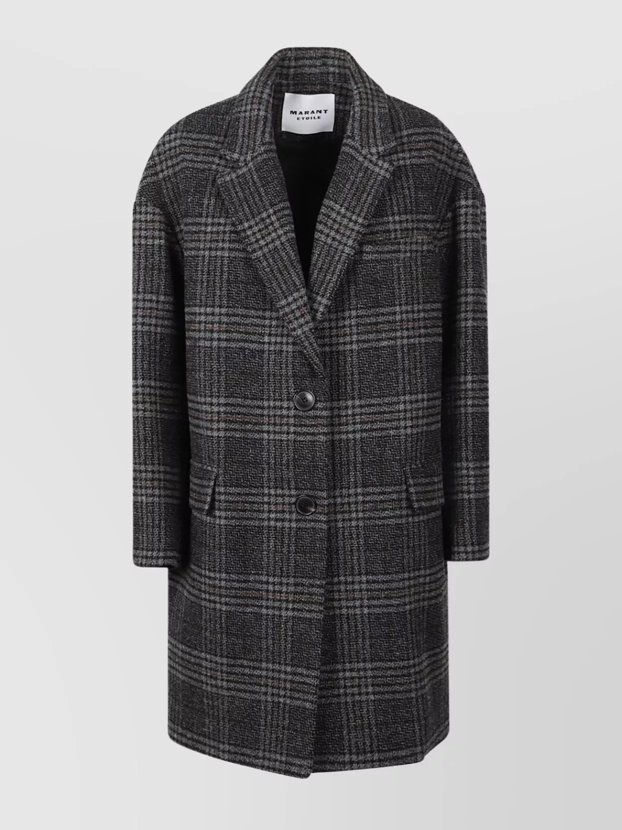Isabel Marant Étoile Limiza Wool Coat Checked Pattern In Gray
