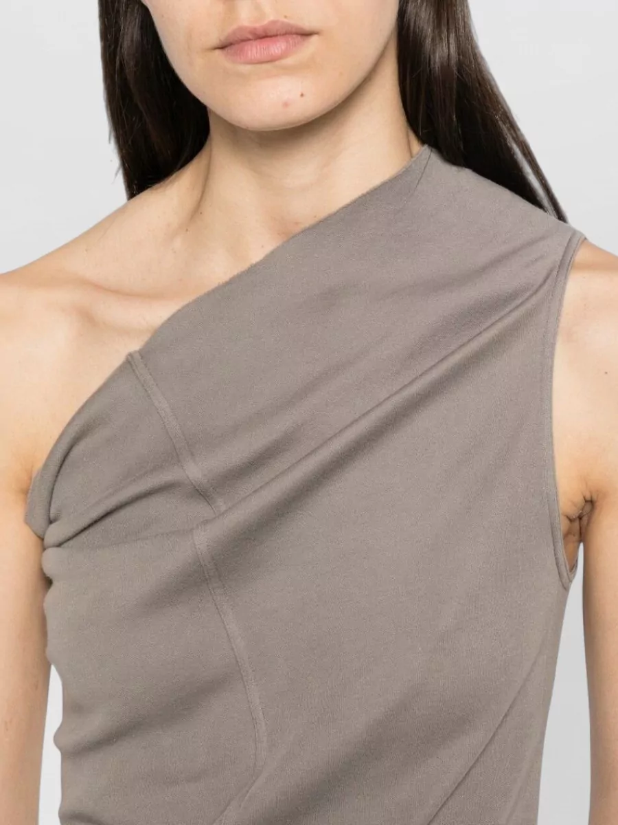 Rick Owens Cotton Asymmetric One-Shoulder Sleeveless Top