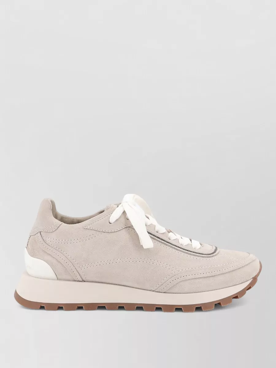 Brunello Cucinelli Suede Low-Top Lace-Up Sneakers