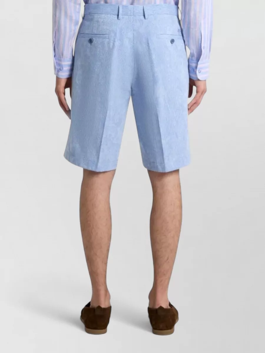 Etro Cotton Jacquard Shorts Belt Loops Paisley