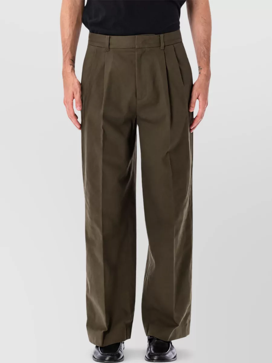 Dunst Cotton Double Pleated Wide-Leg Trousers