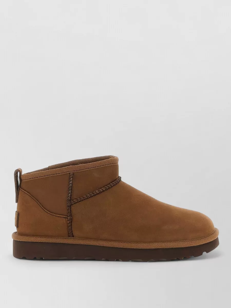 Ugg Leather Ultra Mini Ankle Boots