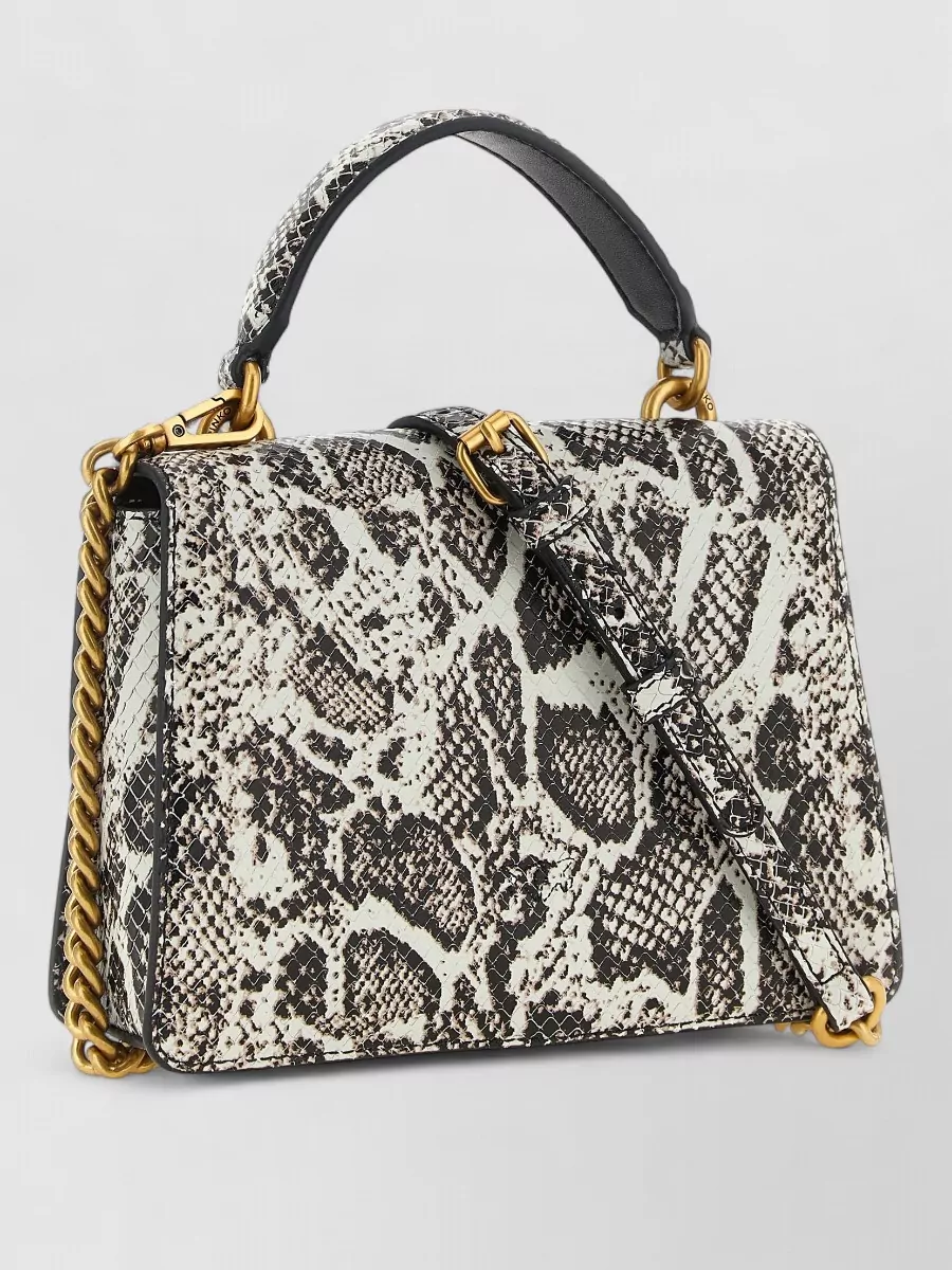 Pinko Love Bag One Mini Leather Python Print Shoulder Bag