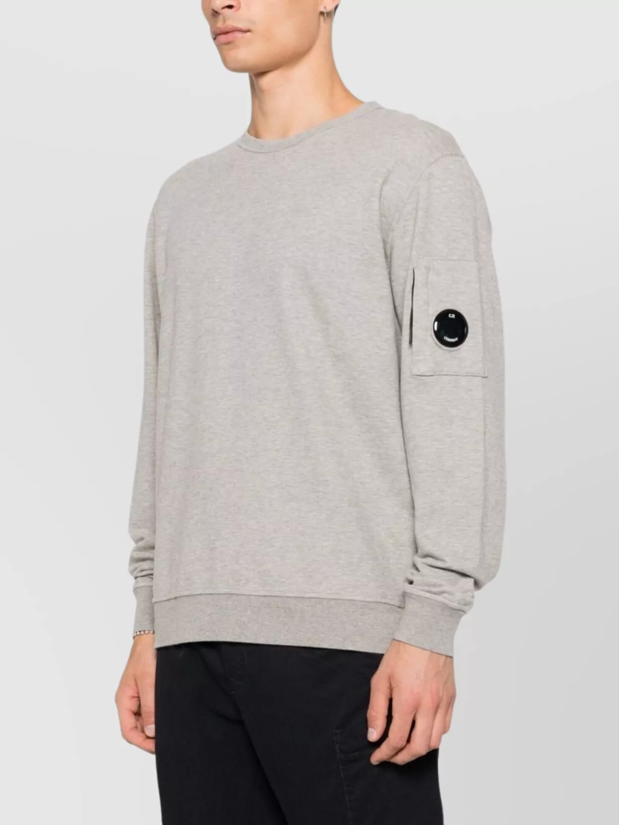 C.p. Company Cotton Sweatshirt With Crew Neck And Patches In Gray