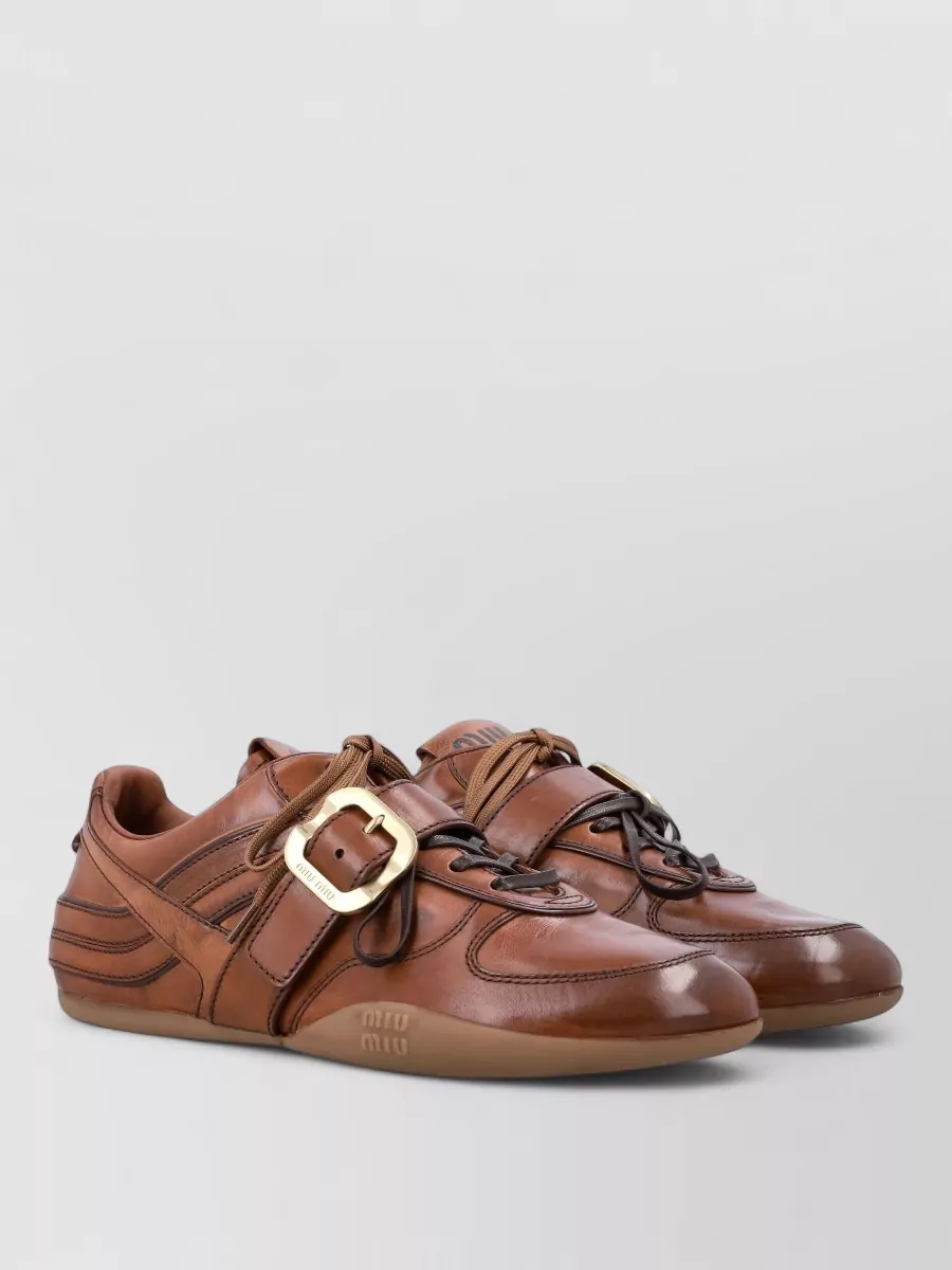 Miu Miu Leather Lace-Up Sneakers