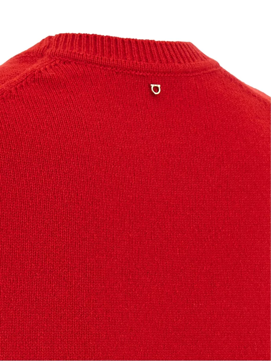 Ferragamo Cashmere Ribbed Short-Sleeve Jumper