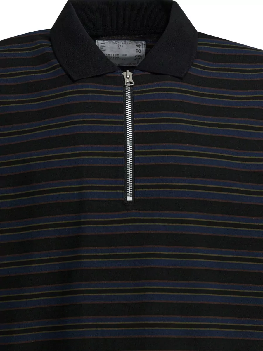 Sacai Short Sleeve Striped Shirt Polo Collar