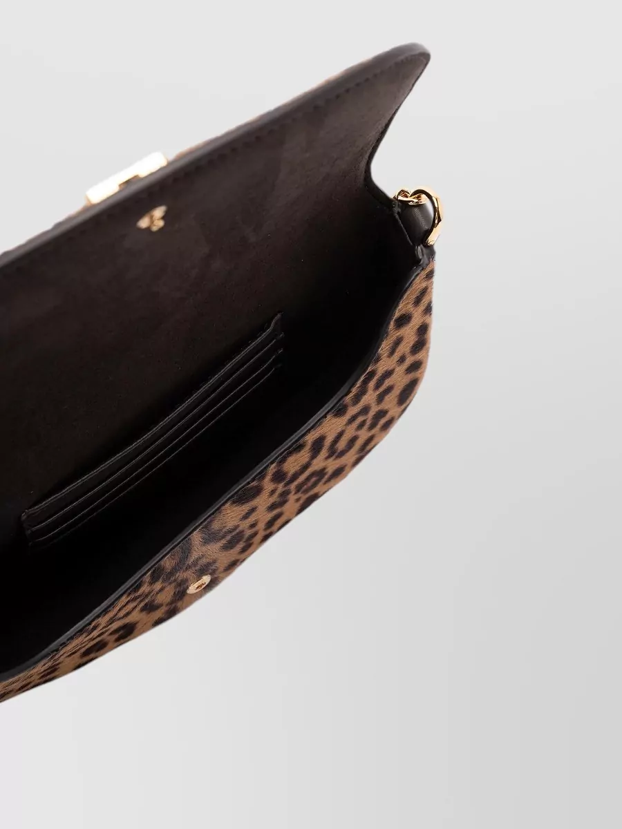 Fendi Leo Pattern Cavallino Calfskin Chain Wallet