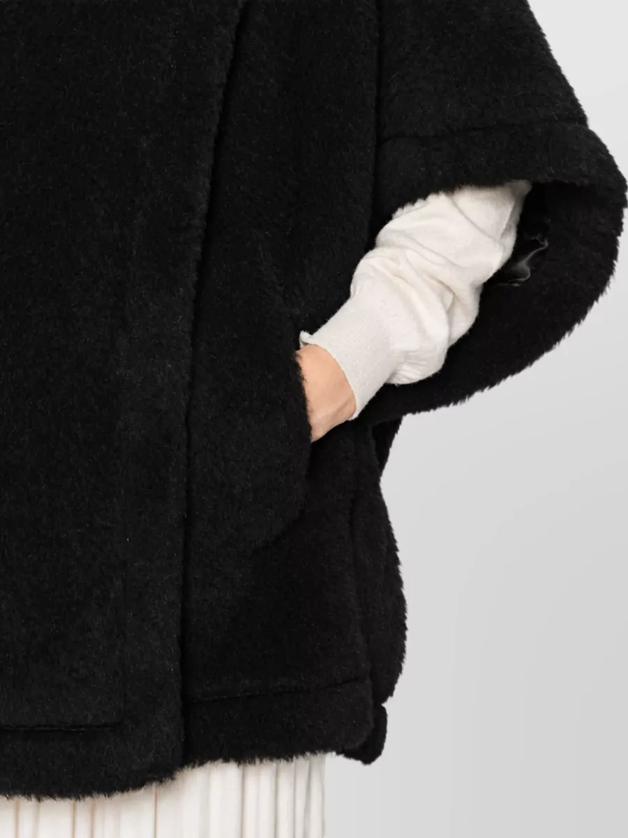 Max Mara Alpaca Wool Silk High-Neck Short-Sleeve Coat