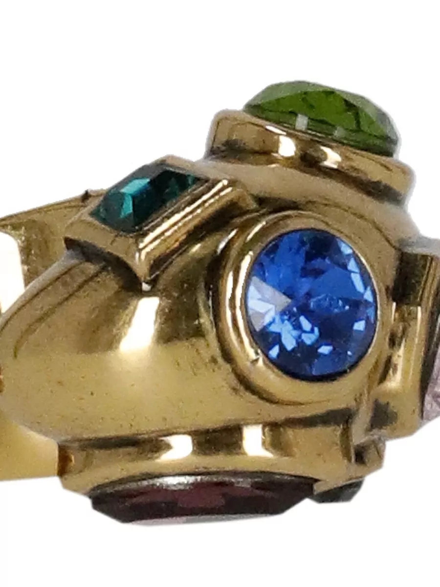 Etro Crystal Chunky Open Ring Gold Tone Women