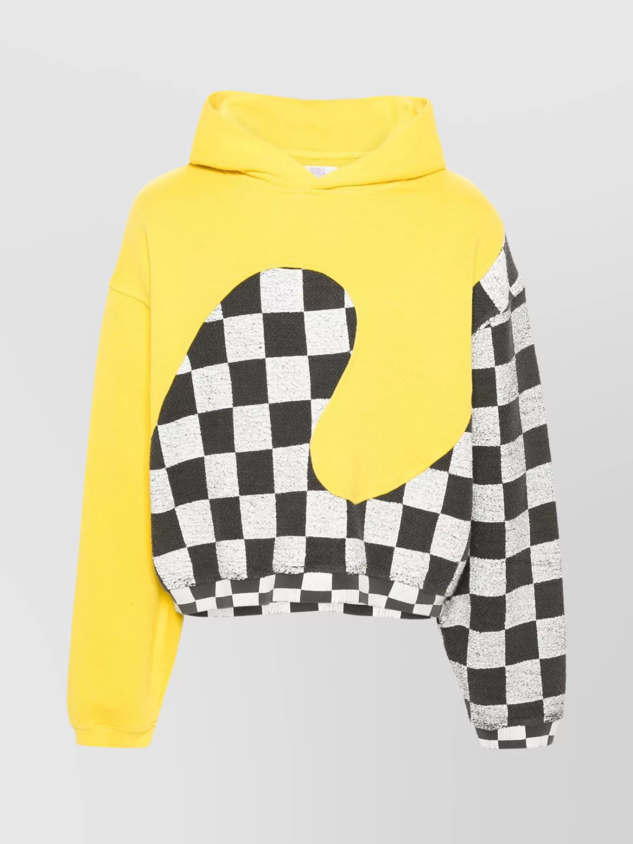 Shop Erl Checkered Crop Hoodie Dropped Shoulders