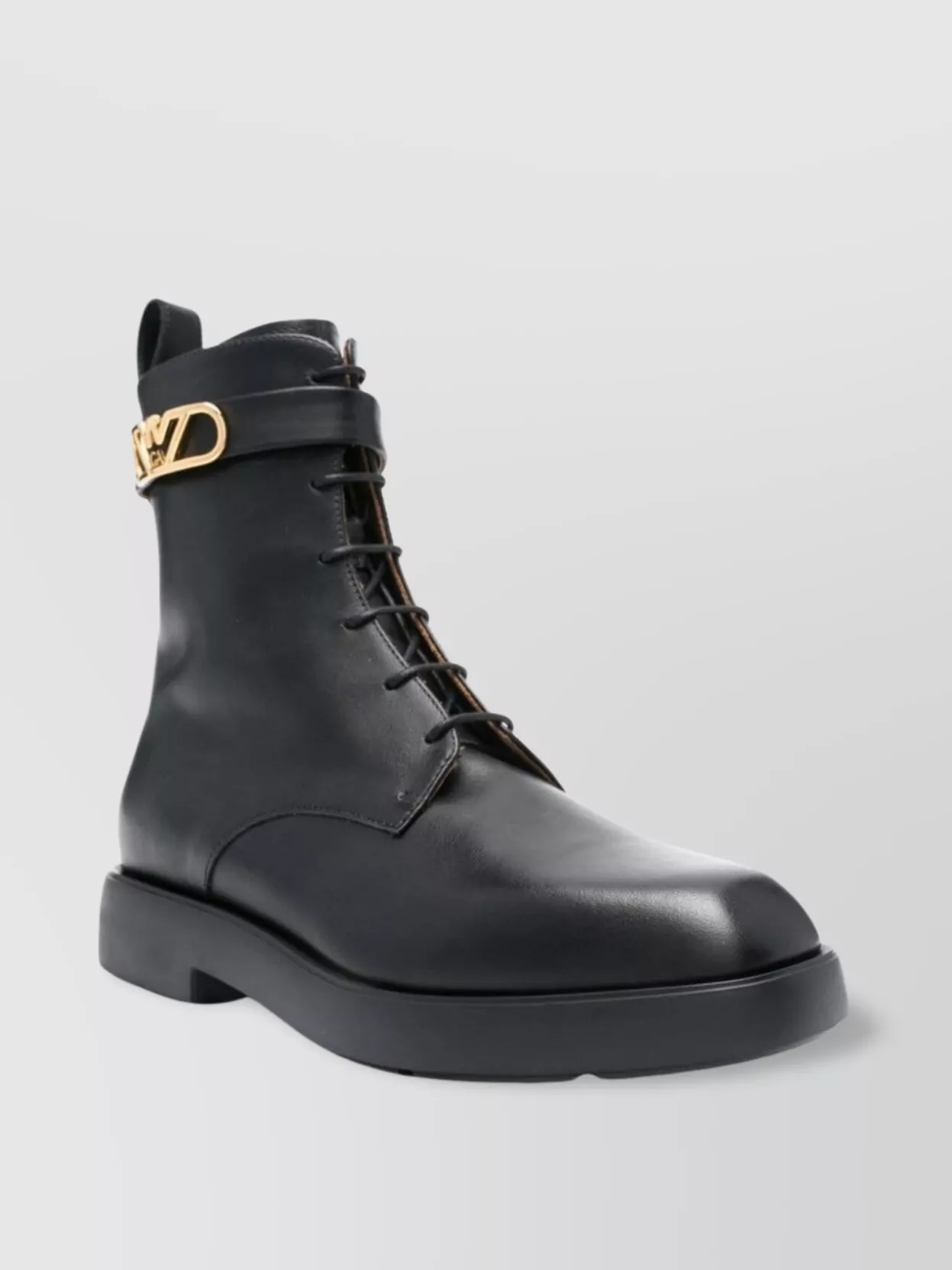 Emporio Armani Leather Ankle Boots Gold-Tone Hardware