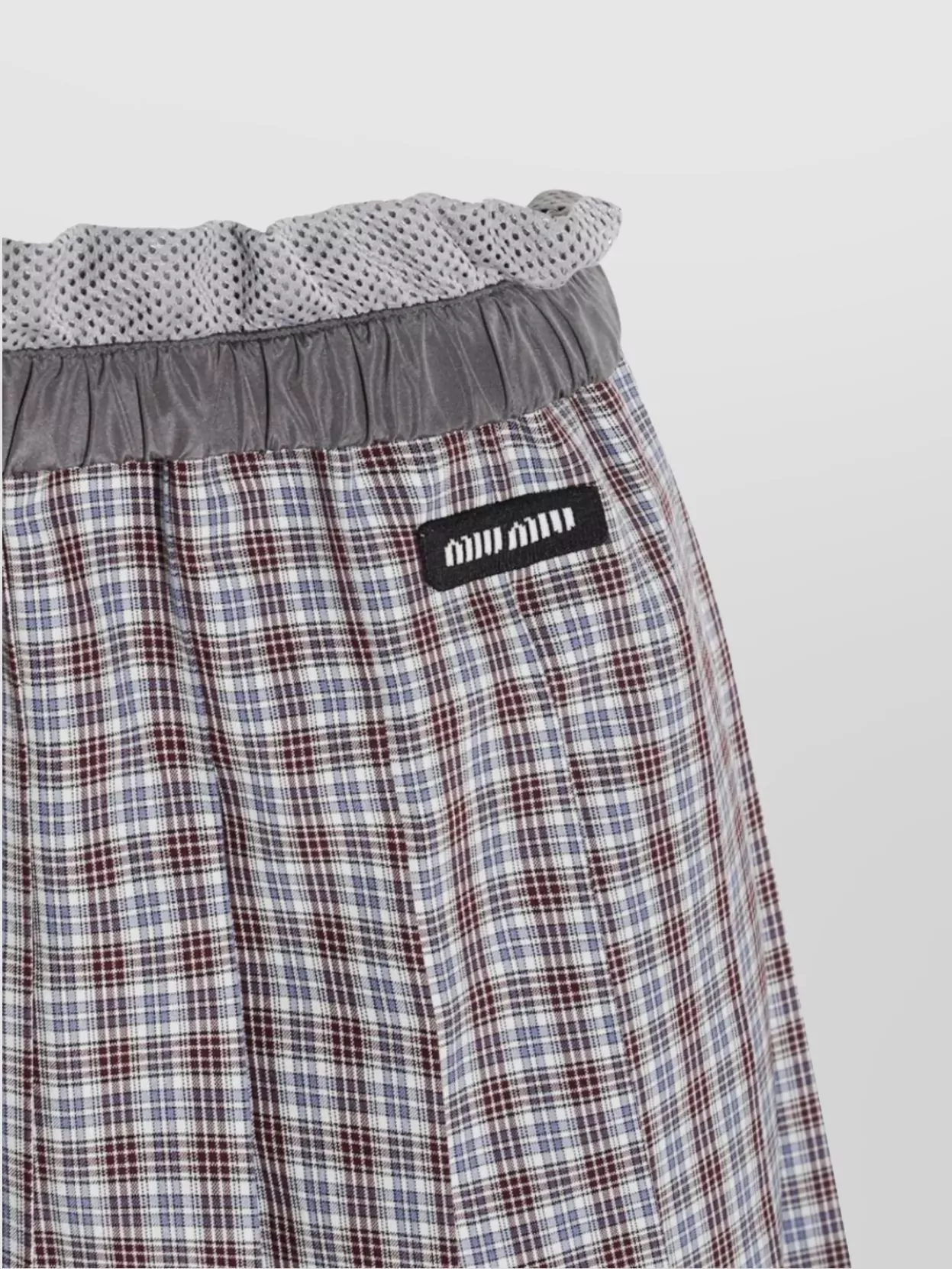 Miu Miu Check Pleated Skirt Elasticated Waistband