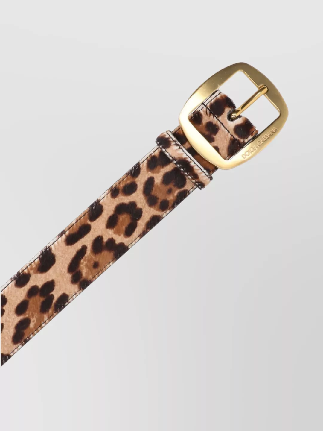 Dolce & Gabbana Animal Print Adjustable Belt With Gold Buckle In Animal Print