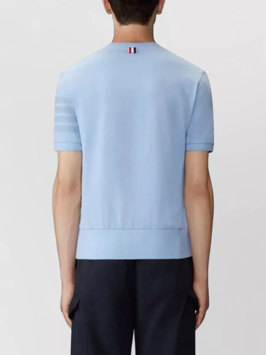 Thom Browne Short Sleeve Jersey T-Shirt Rib Cuff Stripes