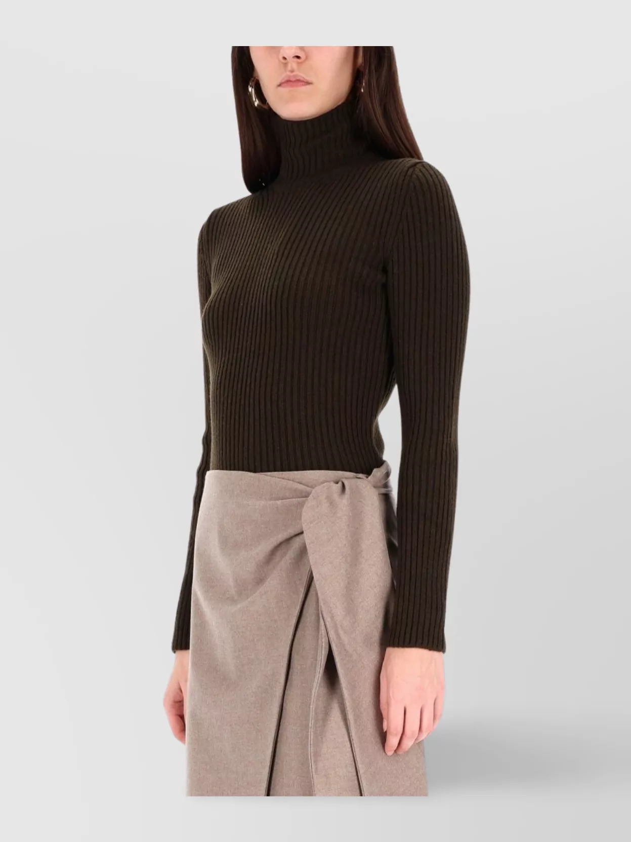 Max Mara Slim Fit Ribbed Turtleneck Knit Sweater In Metallic