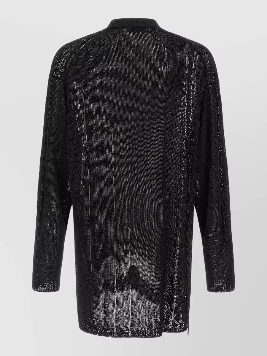 Yohji Yamamoto Linen Cotton V-Neck Long-Sleeve Cardigan