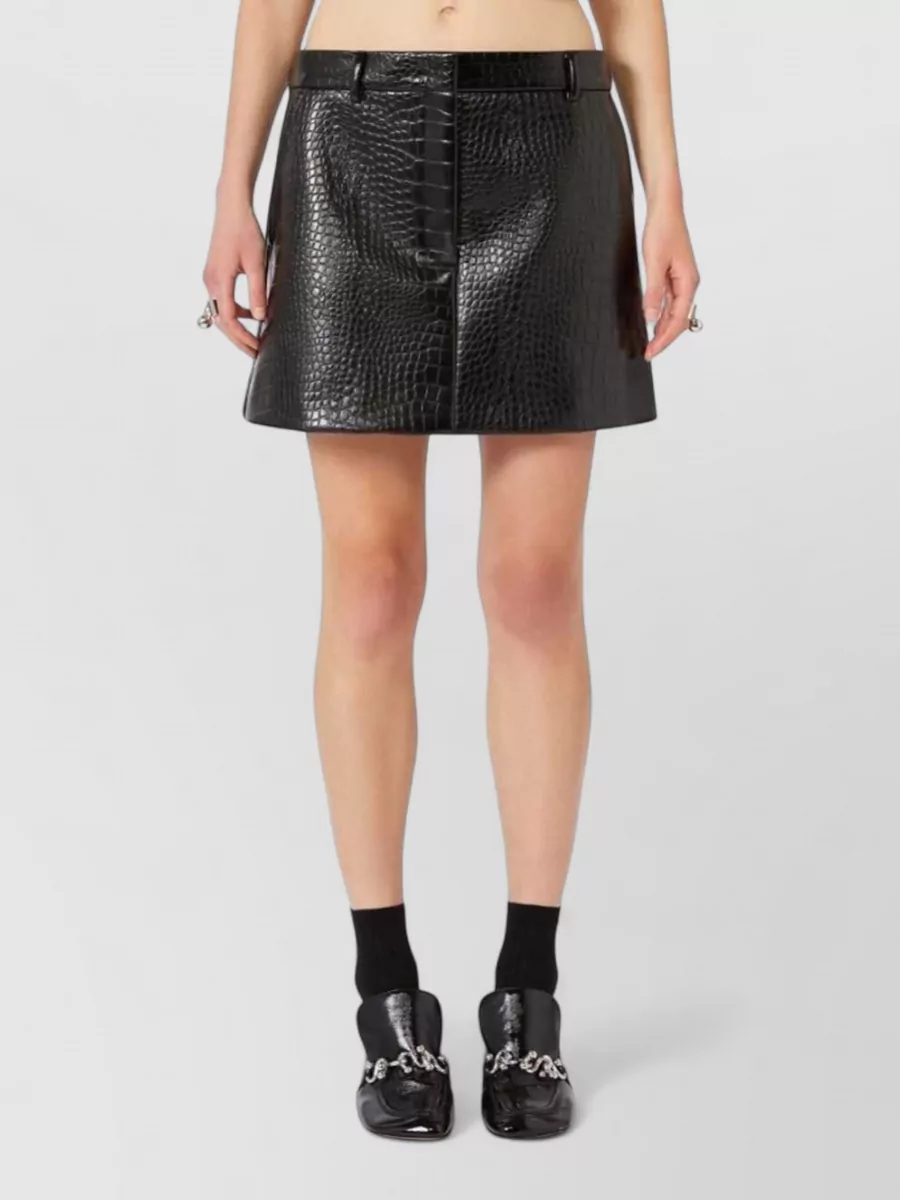 Sportmax Patent Alligator-Print Mini Skirt