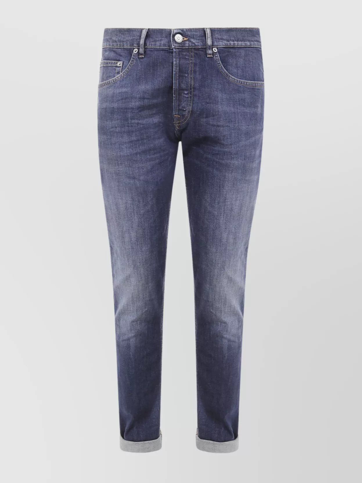 Dondup Cuffed Denim Jeans In Blue