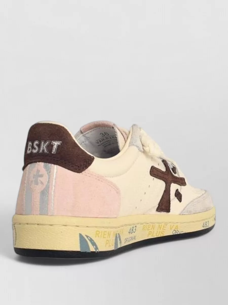 Premiata Basket Clad Low Top Leather Sneakers