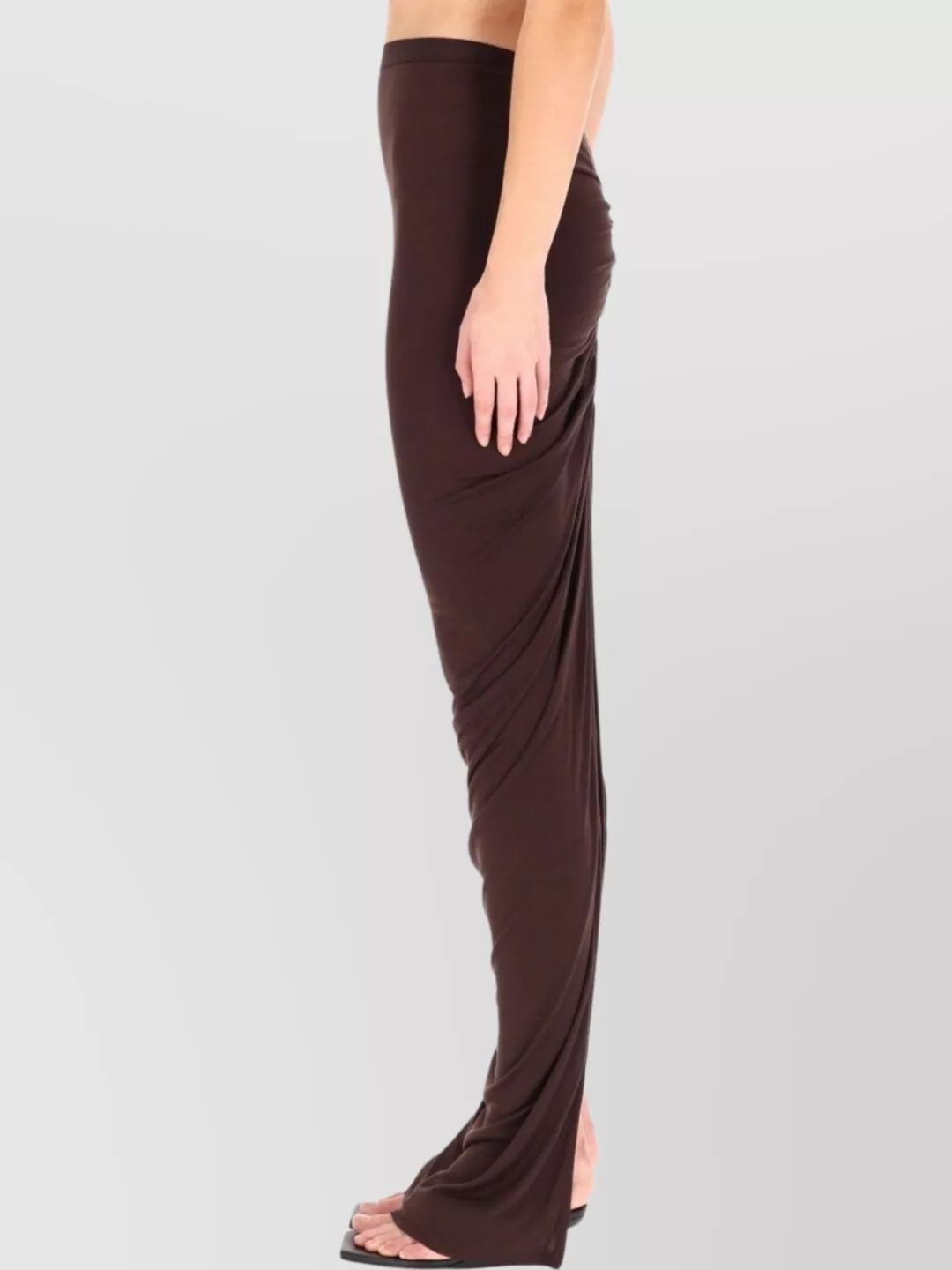 Rick Owens Lilies High Slit Bodycon Skirt With Sheer Fabric