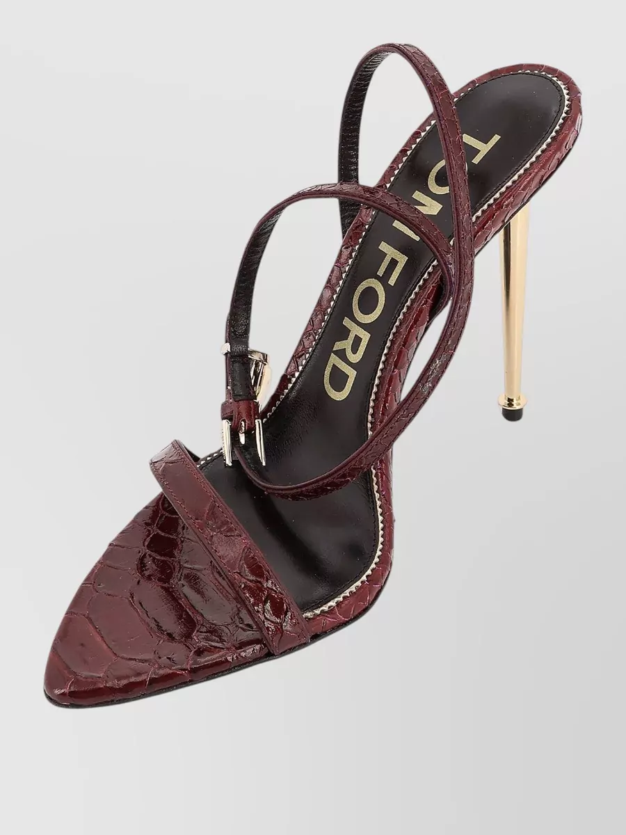 Tom Ford Leather Padlock Ankle-Strap Sandals