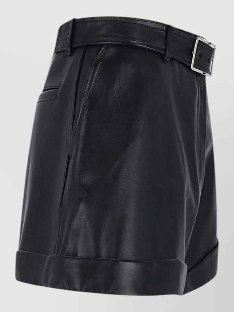 Sportmax Leather Straight Bermuda Shorts