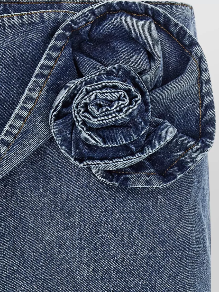 Magda Butrym High Waist Skirt Floral Detail Slit