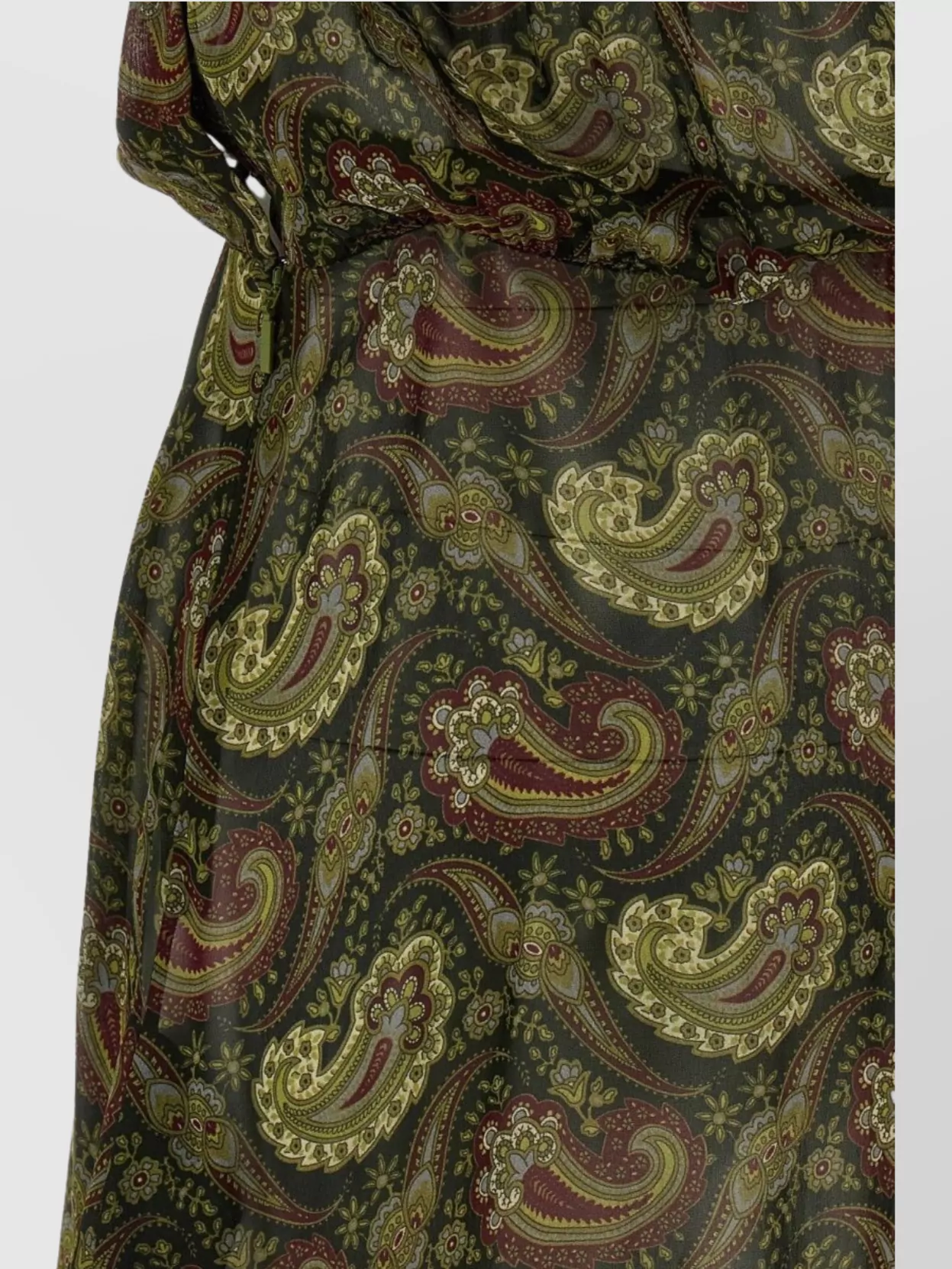 Saint Laurent One Shoulder Paisley Ruffle Dress
