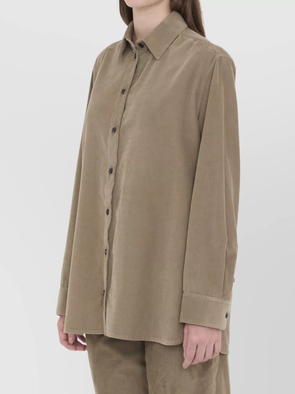 The Row Fitted Corduroy Shirt Featuring Pointed Collar