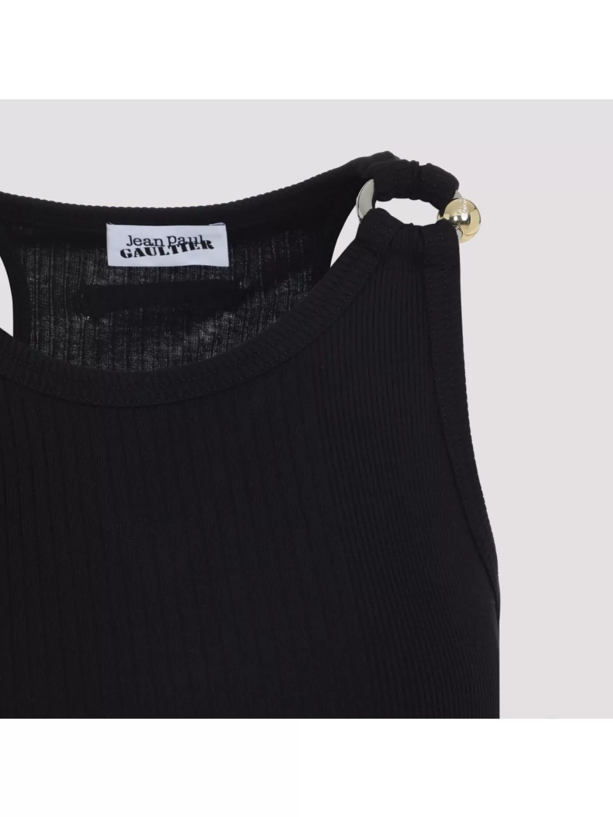 Jean Paul Gaultier Tank Top With Gold-tone Hardware And Ribbed Texture In Black