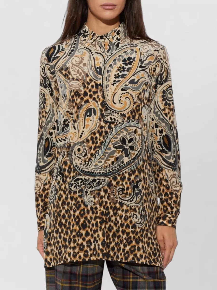 Etro Silk Printed Long Relaxed-Fit Blouse