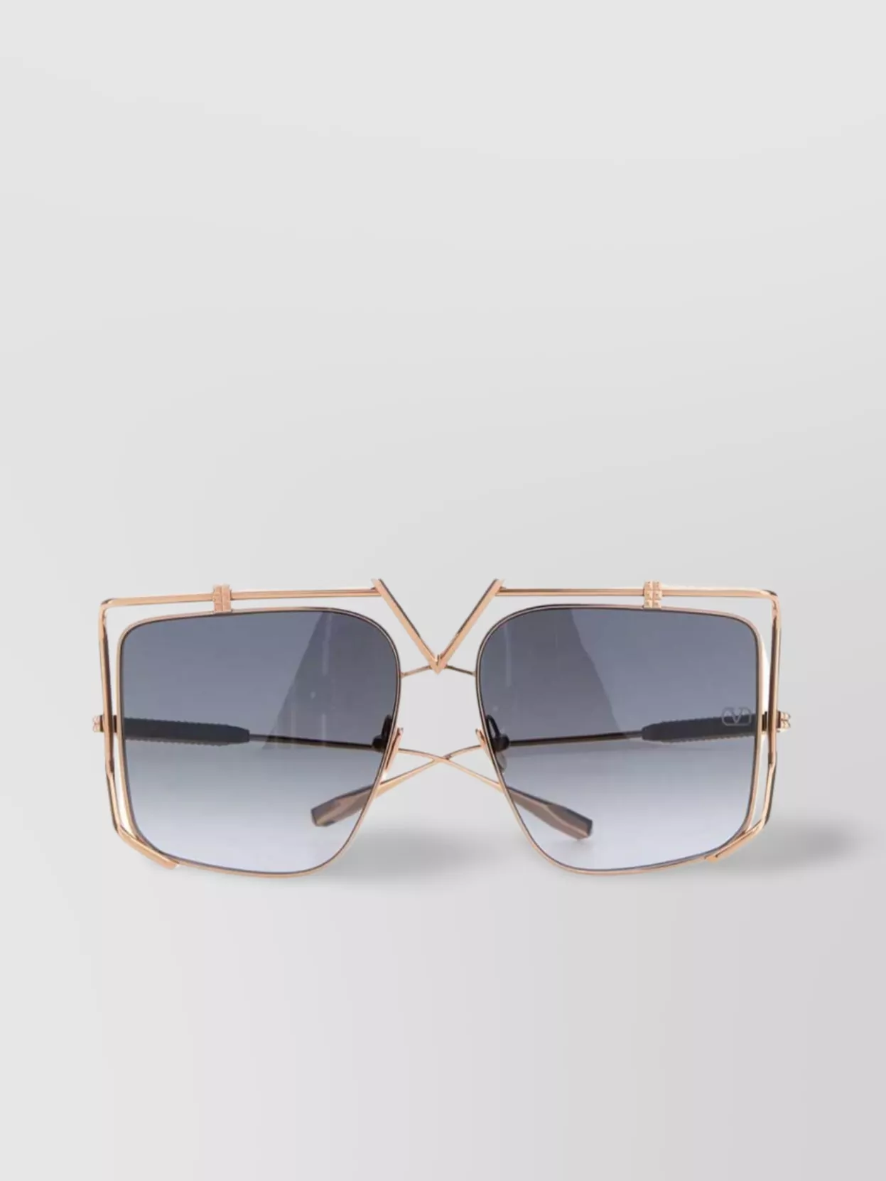 Shop Valentino Gold Metal V-light Sunglasses