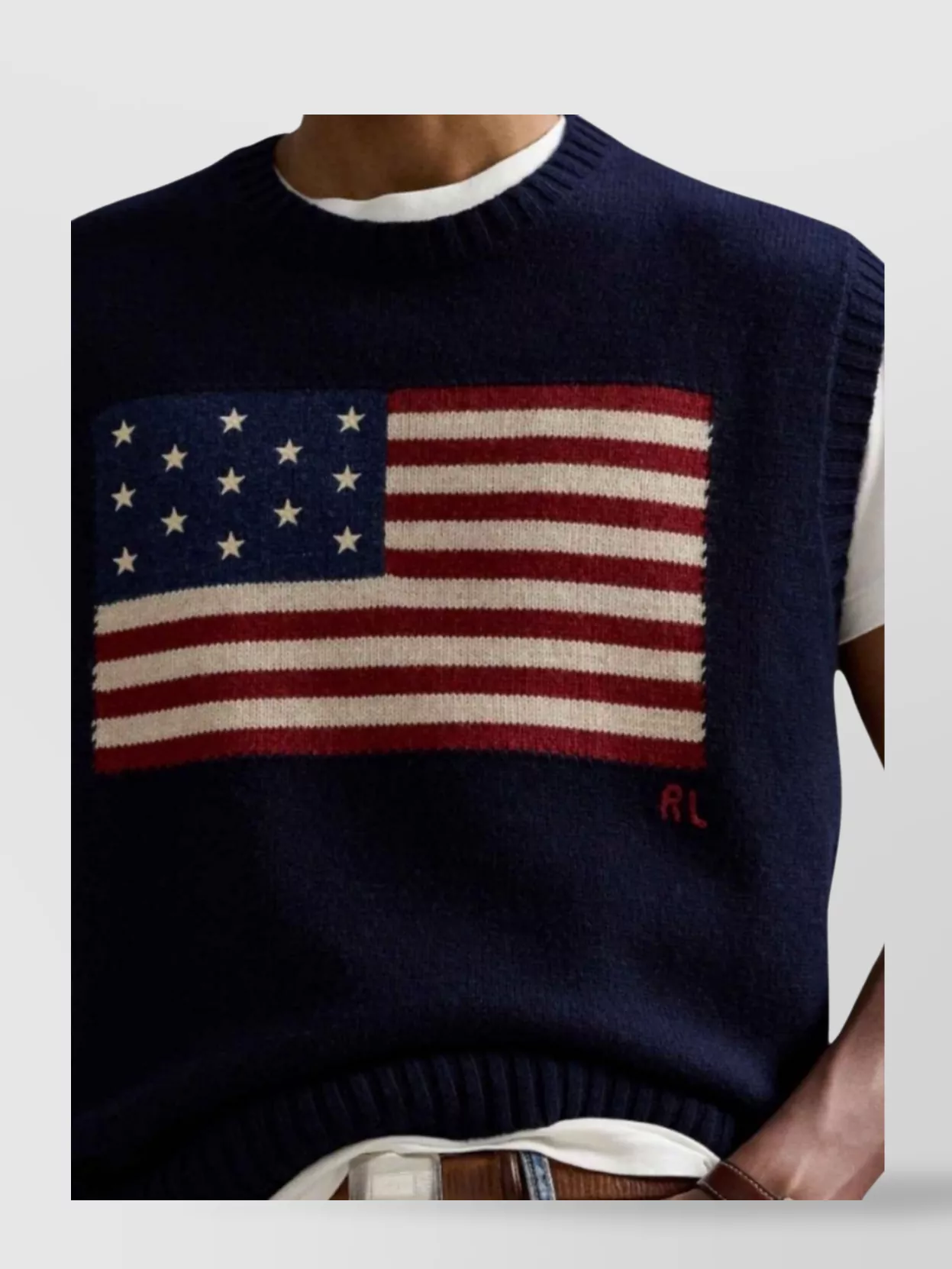 Ralph Lauren Sleeveless Wool Vest With Crew Neck And Ribbing