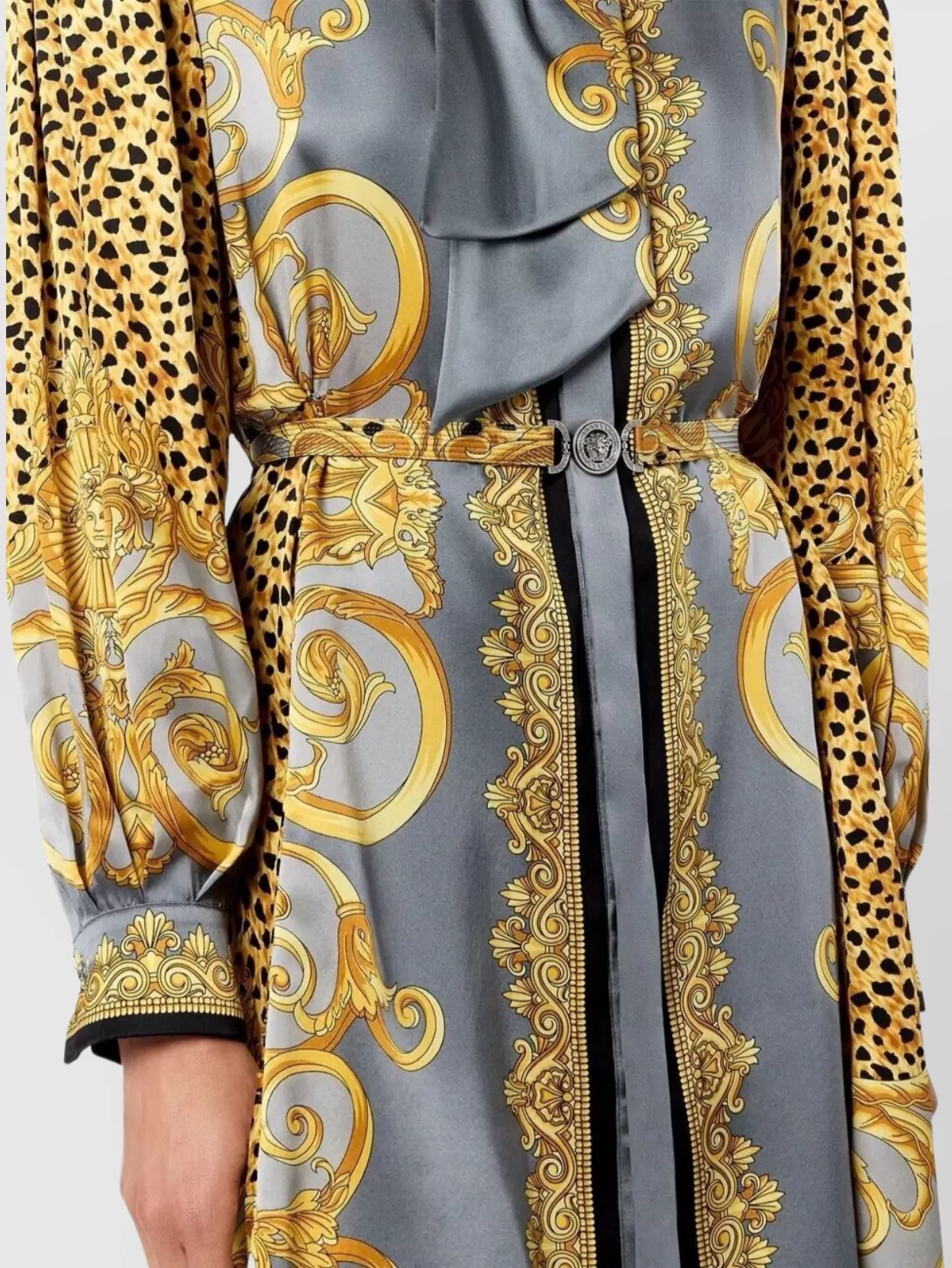 Versace Silk Shirt Dress With Belt And Print