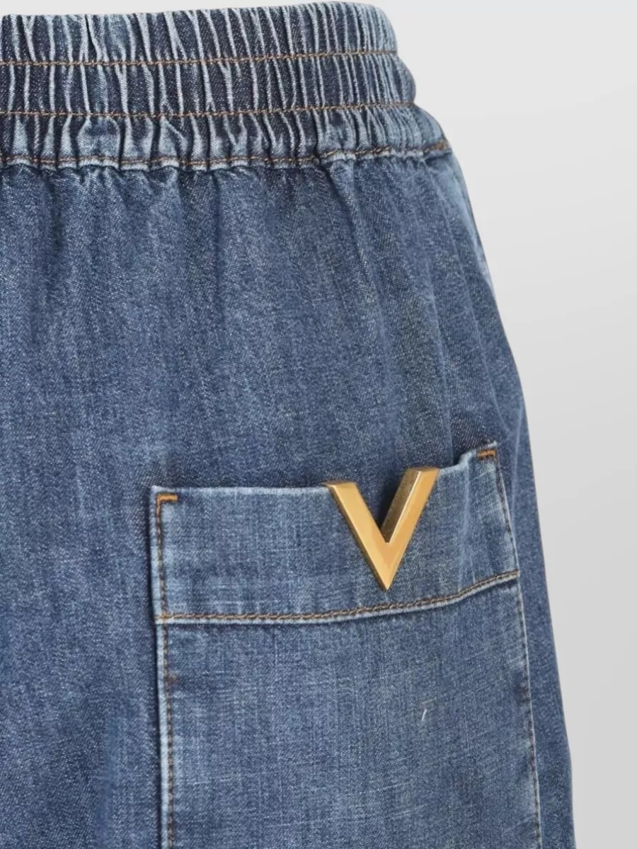 Valentino Garavani Tassel Detail Denim Trousers Wide Leg